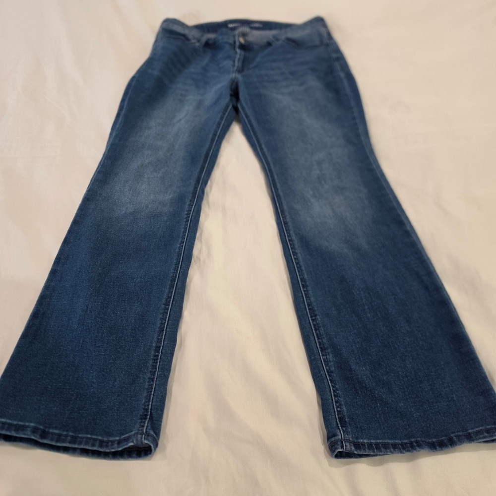 Old Navy Wow Boot-Cut Jeans Womens 14 Blue Excellent Mid-Rise Stretch Denim